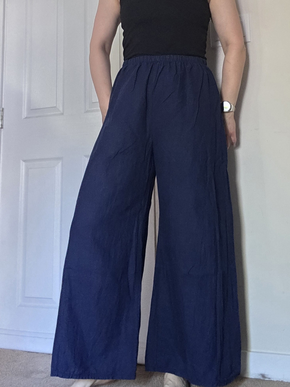 Terzo Millennio Wide-Leg Navy Linen Pants